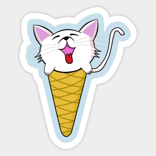 Cute Kawaii Cat in Ice Cream Cone Sticker